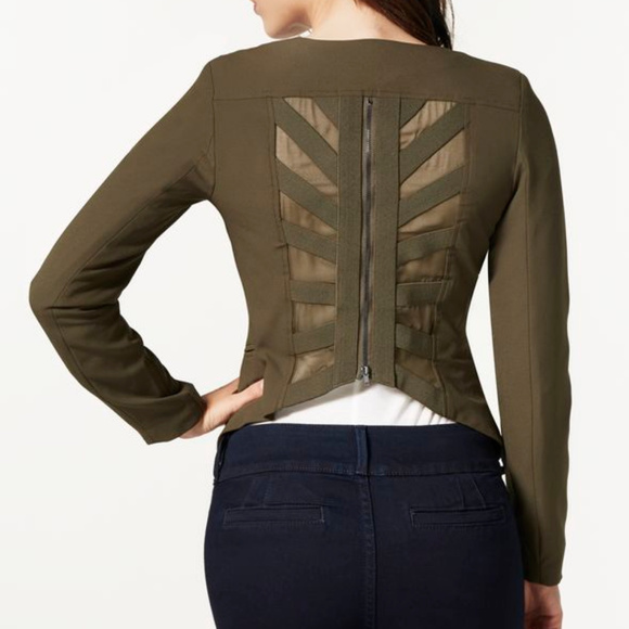 JustFab Jackets & Blazers - EE JustFab Olive Green Back Zipper Jacket